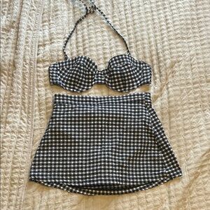J.Crew Navy and White Gingham Bikini Set